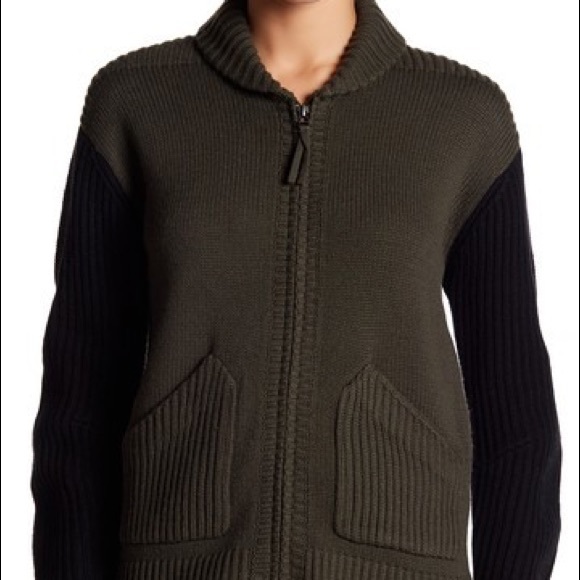 L.A.M.B. Two-Tone Wool Blend Zip Sweater - Picture 2 of 4